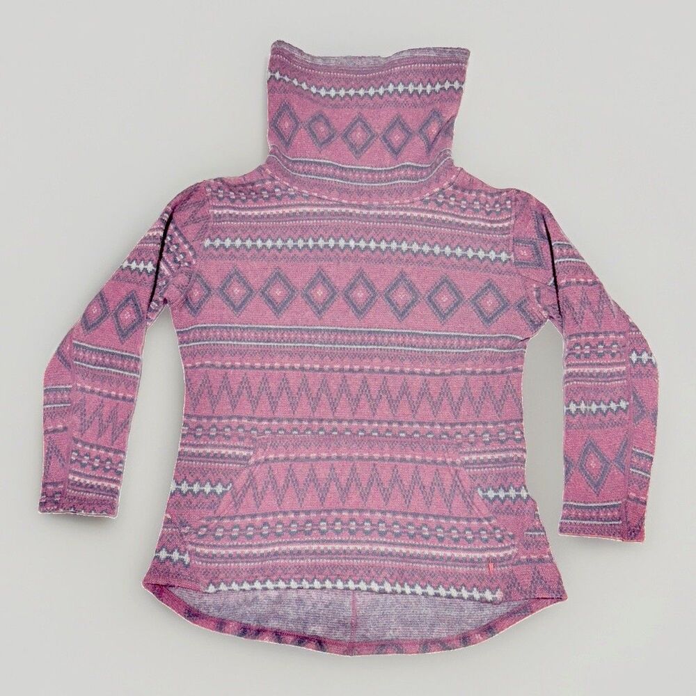 Smartwool Hudson Trail Fleece Turtleneck Pullover Women’s S Wool Purple Fairisle
